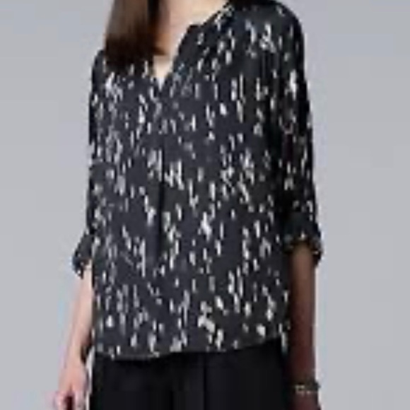 Simply Vera Vera Wang Tops - Simply Vera Vera Wang Black and White Printed Blouse